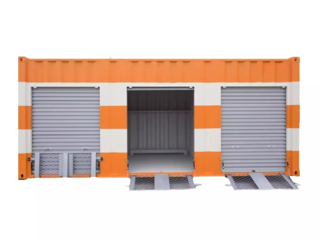 20ft shipping container self storage unit 3 roller up doors motobike storage units