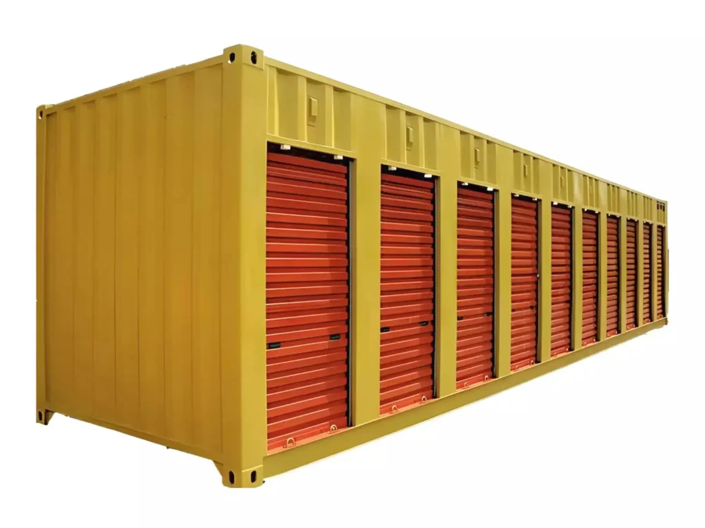 40hq shipping container self storage unit 10 side open roller up doors