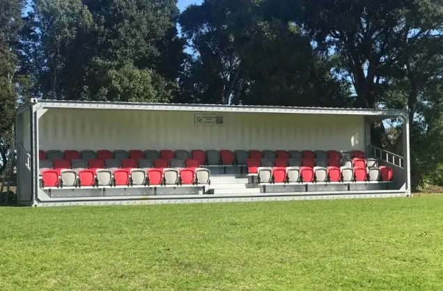 sacred heart college custom shipping container grandstands for football club foremost