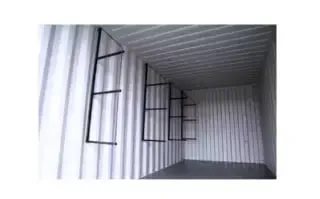 self storage shipping container internal steel wall with steel custom shelves